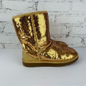 UGG Gold Sequin Fur Lined Boots 7